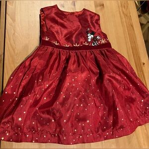 NWOT Disney Store Girls Red Holiday Minnie Mouse Embroidered Dress Size 2